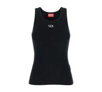 Diesel - Canotta aderente a coste con logo ovale metallico D - - Tops - Donna - Nero - L