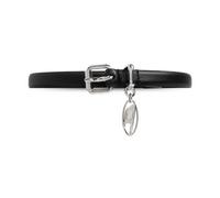 Diesel - Cintura in pelle con logo ovale D - - Accessories - Donna - Nero - 85 CM