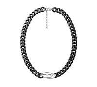 Diesel Ovale con logo D da uomo, nero, in acciaio inox, DX1610931, Taglia unica, Acciaio inossidabile, Nessuna pietra preziosa