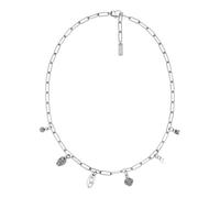 Diesel Collana a catena da uomo in acciaio inossidabile con chiusura a moschettone, Argento e carbone,