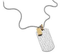 Diesel Collana da uomo bicolore in acciaio inossidabile, lunghezza: 600 mm+50 mm, larghezza: 20,5 mm, altezza: 41 mm, DX1431931