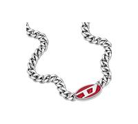 Diesel Collana da uomo, Collana a catena in acciaio inox, Rosso (Red)