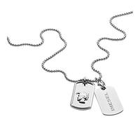 Diesel Collana Da Uomo Con Doppia Piastrina, Lunghezza: 65Cm+5Cm Collana In Acciaio Inox Argento, DX1210040