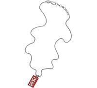 Diesel Collana Da Uomo Con Piastrine Singole, Lunghezza: 550-600 mm, Larghezza: 14,8 mm, Altezza: 26 mm Collana In Acciaio Inox Argento, DX1368040