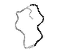 Diesel Collana da uomo in acciaio inossidabile con chiusura a moschettone, Argento vecchio