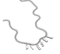 Diesel Collana da uomo in acciaio inossidabile con chiusura a moschettone, Grigio Oxford
