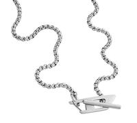 Diesel Collana da uomo in acciaio inossidabile con chiusura a T-bar, Argento chiaro
