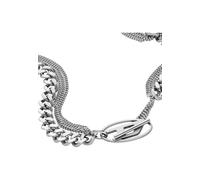 Diesel Collana unisex ovale con logo D, in acciaio inox, DX1549040, Taglia unica, Acciaio inossidabile, Nessuna pietra preziosa