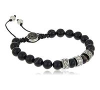 Diesel Bracciale uomo DX1101040 – perline semi-prezioso nero/grigio argento 16,5–25 cm
