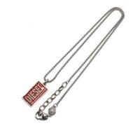 Diesel Collana Da Uomo Con Piastrine Singole, Lunghezza: 550-600 mm, Larghezza: 14,8 mm, Altezza: 26 mm Collana In Acciaio Inox Argento, DX1368040