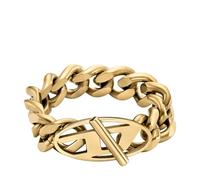 Diesel DX156871010 - Anello unisex ovale con logo a D, in acciaio inox dorato, Acciaio inossidabile, Nessuna pietra preziosa, Tono oro