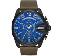 Diesel DZ4401 Mega Chief Men's Watch - Blue Dial, Brown Leather Strap