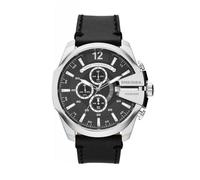 Diesel DZ4559 Mega Chief Men's Chronograph Watch and Necklace Set - Black Dial, Black Leather Strap
