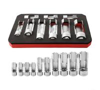 Diesel Injector Fuel Line Socket Wrench Set 9pcs Chrome Vanadium Steel 1/4 3/8 1/2 Drive Socket Size for ABS Pipe and Master Cylinder Maintenance