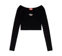 Diesel, ,Tops ,Donna ,Nero ,M Top in maglia a coste con dettaglio cut-out