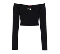 Diesel, ,Tops ,Donna ,Nero ,M Top in maglia a coste con dettaglio cut-out