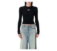 Diesel - Maglia nera a coste con scollo a giro Aw25 - - Tops - Donna - Nero - M