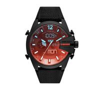 Diesel Orologio Mega Chief da uomo, movimento Ana-Digi, cassa in acciaio inossidabile nero 51 mm e cinturino in pelle, DZ4548