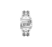 Diesel Orologio Croco Digi da uomo, movimento LCD, cassa in acciaio inox argento da 33 mm con bracciale in acciaio inox, DZ2155