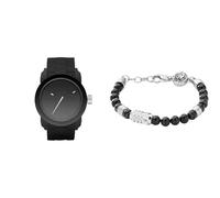 Diesel orologio da uomo Double Down S44 in silicone nero e bracciale in acciaio inossidabile, set