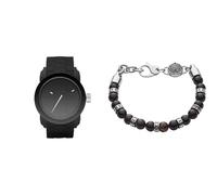 Diesel orologio da uomo Double Down S44 in silicone nero e bracciale semiprezioso, set