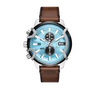 Diesel Orologio da Uomo Griffed, Movimento Cronografo, Acciaio Inossidabile, Cassa 48 mm, Cinturino in Silicone o Pelle, Castano