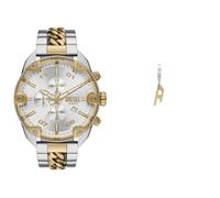 Diesel orologio da uomo in acciaio inossidabile bicolore con borchie e orecchini color oro, set