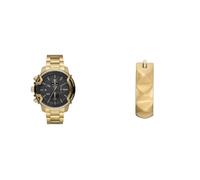 Diesel orologio da uomo in acciaio inossidabile color oro con griffe e orecchini, set