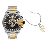 Diesel orologio da uomo Mega Chief in acciaio inossidabile bicolore e collana color argento, set