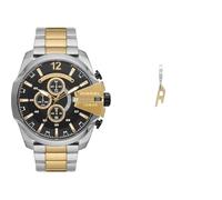 Diesel orologio da uomo Mega Chief in acciaio inossidabile bicolore e orecchini color oro, set