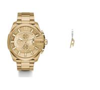 Diesel orologio da uomo Mega Chief in acciaio inossidabile color oro e orecchini, set