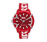 Diesel Orologio da uomo, movimento a tre lancette a energia solare, cassa in olio di ricino rosso da 48 mm, cinturino in tessuto Pro-Planet, DZ4620