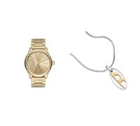 Diesel orologio da uomo Rasp in acciaio inossidabile color oro e collana color argento, set
