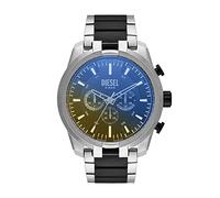 Diesel Orologio da uomo, Split, movimento cronografo, cassa in acciaio inox argento da 51 mm con cinturino in pelle, acciaio inox, DZ4587