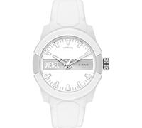 Diesel Orologio Double Up da uomo, movimento a tre lancette, cassa in nylon bianco da 43 mm con cinturino in silicone, DZ1981