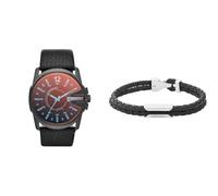 Diesel orologio e bracciale Master Chief in pelle nera da uomo, set