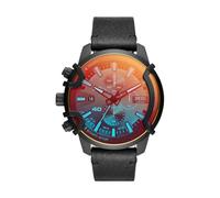 Diesel Orologio Griffed da uomo, movimento cronografo al quarzo, cassa in acciaio inossidabile nero da 46 mm con cinturino in pelle, DZ4519