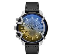 Diesel Orologio Griffed da uomo, movimento cronografo, cassa in acciaio inossidabile argento da 48 mm con cinturino in pelle, DZ4584