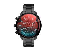 Diesel Orologio Griffed da uomo, movimento cronografo, cassa in acciaio inossidabile nero da 48 mm con bracciale in acciaio inossidabile, DZ4578