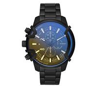 Diesel Orologio Griffed da uomo, movimento cronografo, cassa in acciaio inossidabile nero da 48 mm con bracciale in acciaio inossidabile, DZ4529