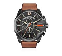 Diesel - Orologio Mega Chief con cinturino in pelle - - Accessories - Uomo - Marrone - ONE SIZE