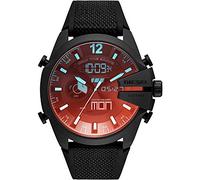 Diesel Orologio Mega Chief da uomo, movimento Ana-Digi, cassa in acciaio inossidabile nero 51 mm e cinturino in pelle, DZ4548