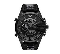 Diesel Orologio Mega Chief da uomo, movimento digitale, cassa in acciaio inossidabile nero da 51 mm con cinturino in silicone, DZ4593