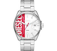 Diesel Orologio Ms9 da uomo, movimento a tre lancette con data, cassa in acciaio inossidabile argento da 44 mm con bracciale in acciaio inossidabile, DZ1992