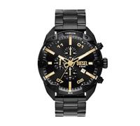 Diesel Orologio Spiked da uomo, movimento cronografo al quarzo con cinturino in acciaio inossidabile, 49 mm, Nero e oro