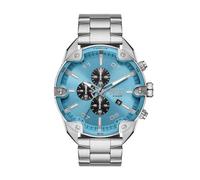 Diesel Orologio Analogico al Quarzo Uomo con Cinturino in Acciaio Inossidabile DZ4655, Tono Argento e Azzurro