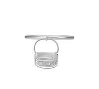 Diesel Oval D Logo Anelli Unisex in acciaio inossidabile con charm