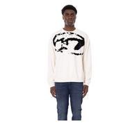 Diesel - S-Boxt Flocked Oval D Sweatshirt - - Sweatshirts & Hoodies - Uomo - Bianco - XL