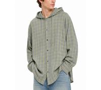 DIESEL S-Dewny-Hood-B Camicia Verde Flanella A Quadri Con Cappuccio