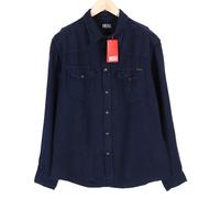 Diesel S East Long Lin Uomo Camicia XL Western Lino Prezzo 175 Aperto Collo